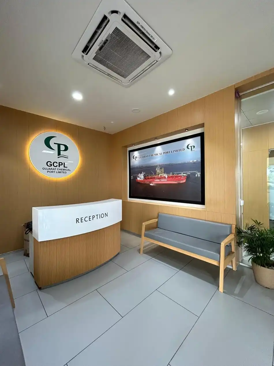GCPL Dahej project, Gujarat Chemical Port Limited interiors, K9 Interiors GCPL, industrial interior design Dahej, port office interiors Gujarat, infrastructure interior solutions, K9 Interiors projects, chemical port office design