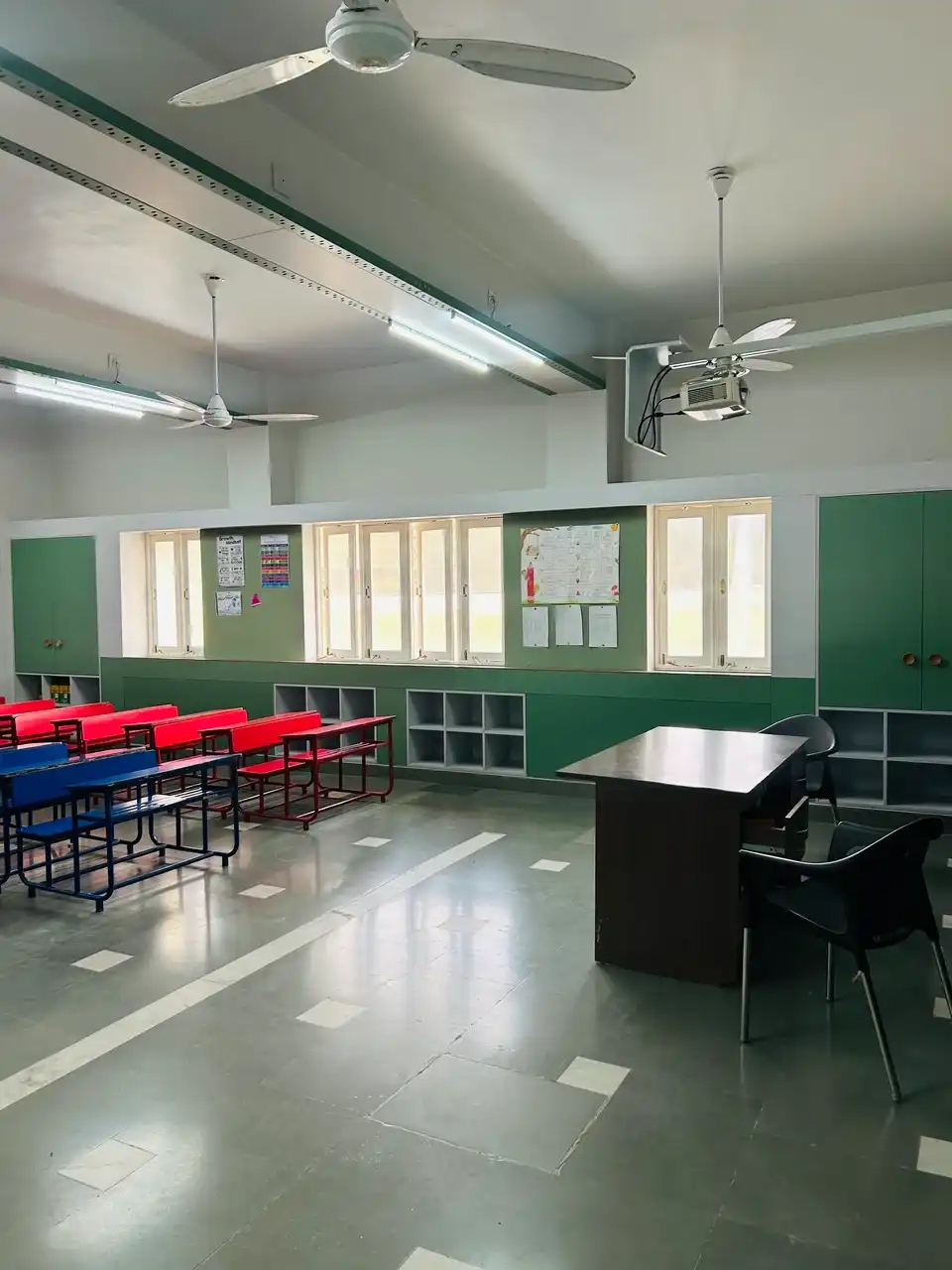 JH Ambani School interiors, school interior design project, K9 Interiors education project, classroom interior design India, CBSE school interiors, institutional interior solutions, K9 Interiors portfolio, school infrastructure design
