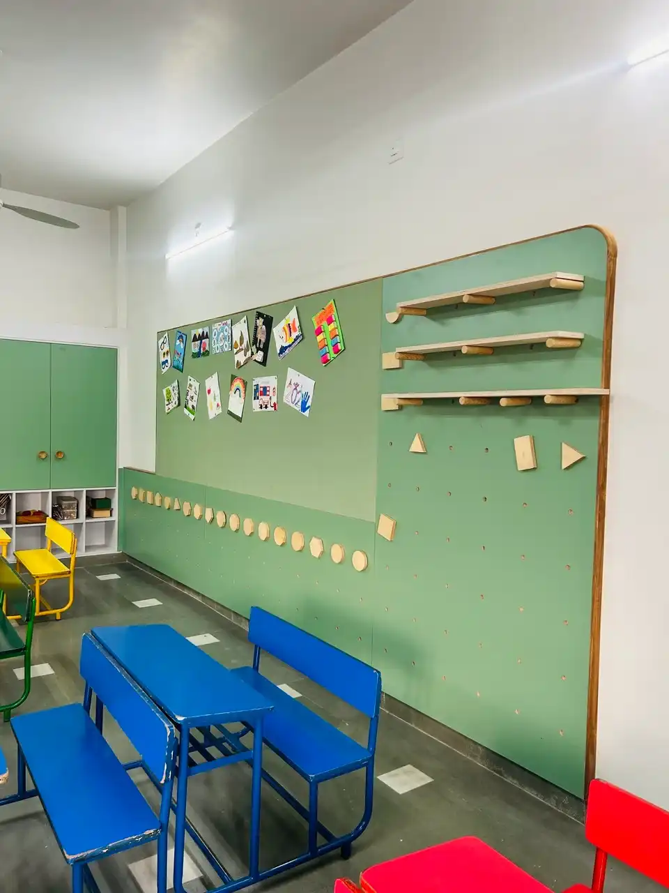JH Ambani School interiors, school interior design project, K9 Interiors education project, classroom interior design India, CBSE school interiors, institutional interior solutions, K9 Interiors portfolio, school infrastructure design