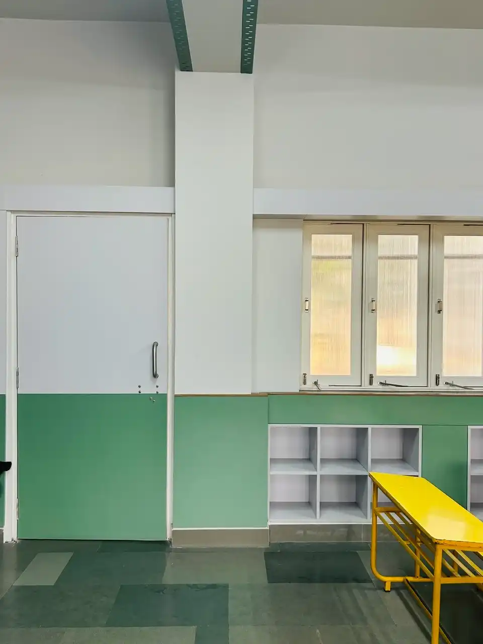 JH Ambani School interiors, school interior design project, K9 Interiors education project, classroom interior design India, CBSE school interiors, institutional interior solutions, K9 Interiors portfolio, school infrastructure design
