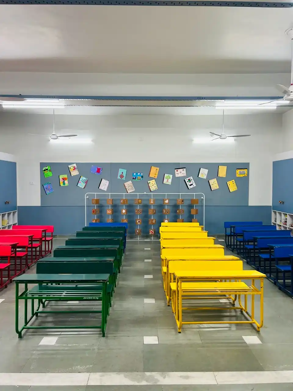 JH Ambani School interiors, school interior design project, K9 Interiors education project, classroom interior design India, CBSE school interiors, institutional interior solutions, K9 Interiors portfolio, school infrastructure design