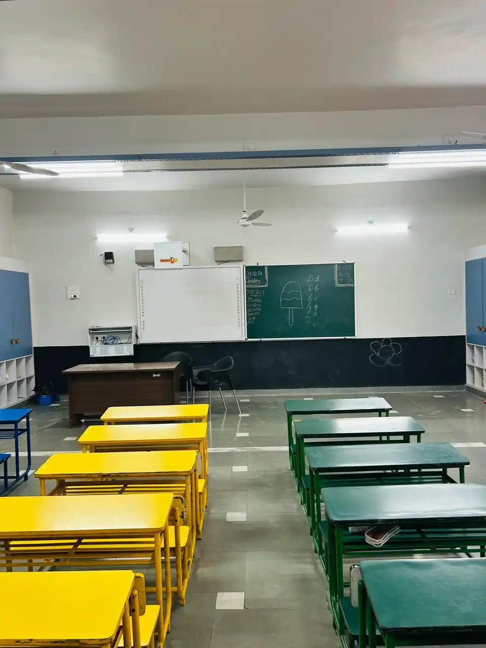 JH Ambani School interiors, school interior design project, K9 Interiors education project, classroom interior design India, CBSE school interiors, institutional interior solutions, K9 Interiors portfolio, school infrastructure design