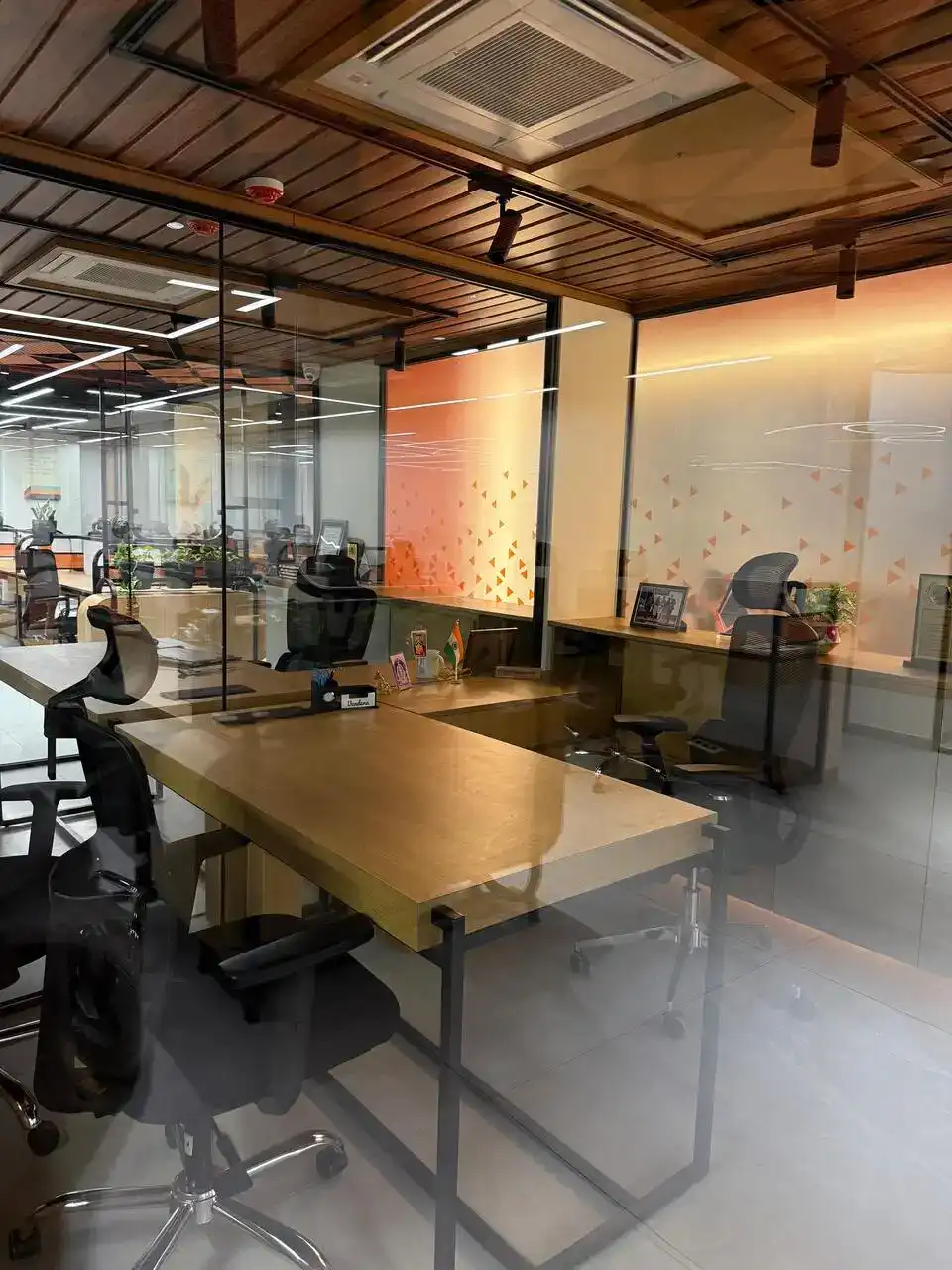 Authentic Group of Companies interiors, K9 Interiors project, corporate office interior design, commercial interior solutions Gujarat, turnkey interior projects India, K9 Interiors portfolio, office design execution, workspace interiors